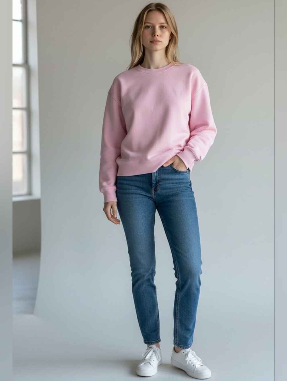 Aritzia Cozy Sweatfleece Perfect Crewneck Sweatshirt Pink Size Medium